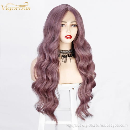 Vigorous Peruvian Deep Curly Wave synthetic hair Lace Frontal Wig Black Women Synthetic Hair Wigs Wave Pre Plucked Glueless Lace